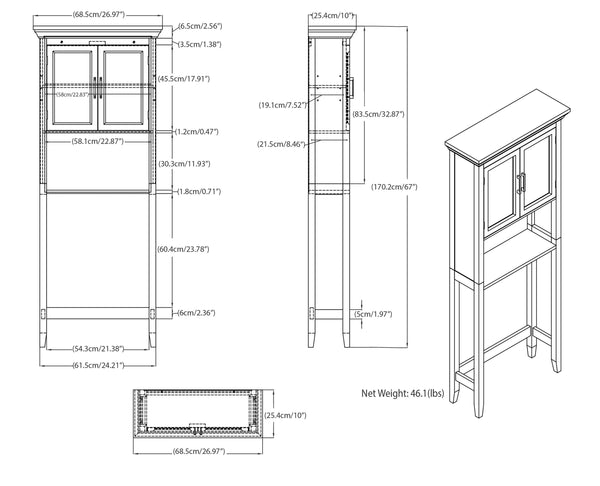 English Elm Avington Space Saver Cabinet - Pure White, Tall & Slim Storage Solution For Small Spaces & Decor B136P158506