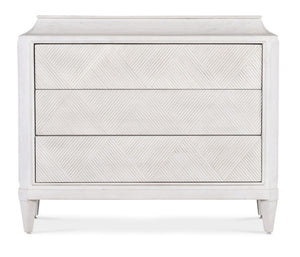 Hooker Furniture Commerce Argyle Three-Drawer Chest In Solid Mango Wood, Creamy White Finish, Carved Texture, Tapered Legs (42"W X 35"H) 7228-85082-02