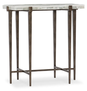 Hooker Furniture Melange Bellis Accent Table With Bronze Interlocking Base And Gypsum Stone Top — Modern Sculptural Piece 638-50381-MULTI