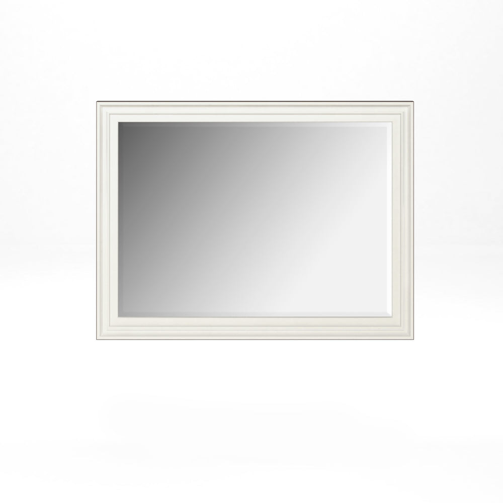 A.R.T. Furniture Blanc Landscape Mirror - Contemporary Alabaster & Burnished Bronze Frame, Versatile Beveled Glass Design White Parawood Solids,Glass 289120-1040
