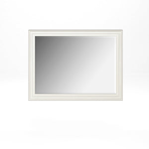 A.R.T. Furniture Blanc Landscape Mirror - Contemporary Alabaster & Burnished Bronze Frame, Versatile Beveled Glass Design White Parawood Solids,Glass 289120-1040