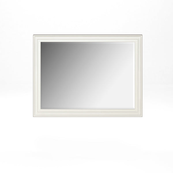 A.R.T. Furniture Blanc Landscape Mirror - Contemporary Alabaster & Burnished Bronze Frame, Versatile Beveled Glass Design White Parawood Solids,Glass 289120-1040