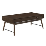 Homelegance By Top-Line Sarai Wood 2-Drawer Coffee Table Walnut MDF