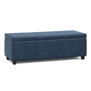 English Elm Avalon Storage Ottoman Bench In Denim Blue - Versatile Seating & Stylish Storage Solution For Any Room B136P158639