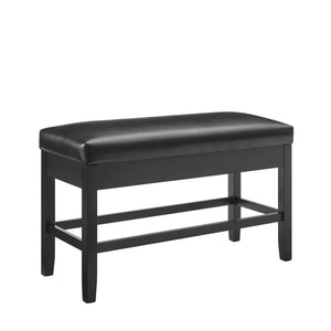 English Elm Steve Silver - Carrara Upholstered Storage Counter Bench in Black Faux Leather with Lift-Top Seat for 3 Adults B081P157436