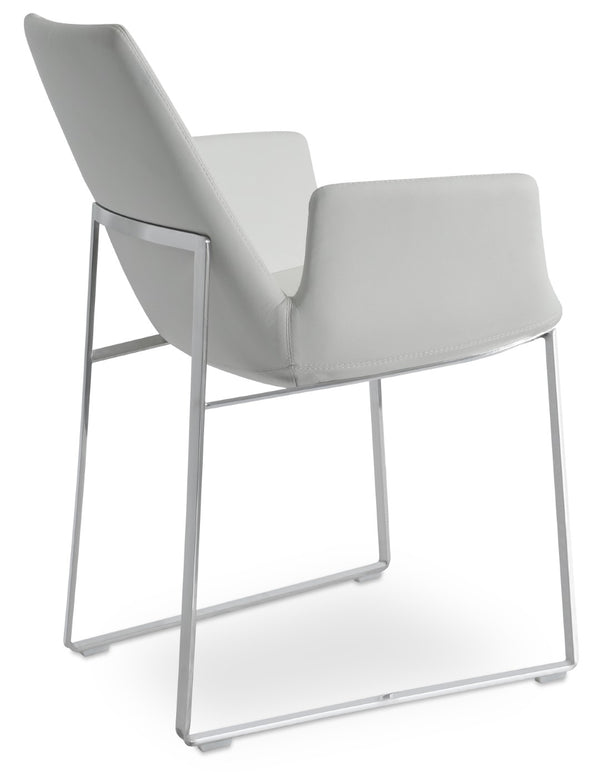 Soho Concept Eiffel Arm Sled Dining Chair - Soft Leatherette, Adjustable Heights, Modern Design, 2-year Guarantee White  Soho-concept-dining-chair-02977