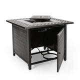 Christopher Knight Home® - Noble House - Amherst Outdoor Square Aluminum Fire Pit, Hammered Bronze