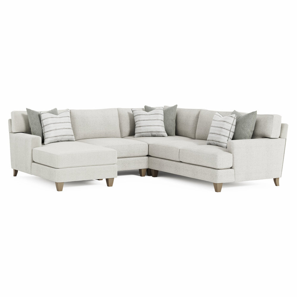 Bernhardt Bernhardt Mila 4-Piece Sectional — Plush Deep Seating, Natural Fabric, Sleek Legs, 6 Toss Pillows, 107" - Made to Order K1982