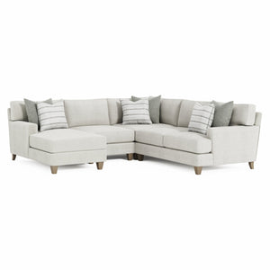 Bernhardt Bernhardt Mila 4-Piece Sectional — Plush Deep Seating, Natural Fabric, Sleek Legs, 6 Toss Pillows, 107" - Made to Order K1982