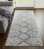 Feizy Rugs Laina Polyester/Polypropylene Machine Made Global Rug Silver/Gray/Blue 3' x 10'