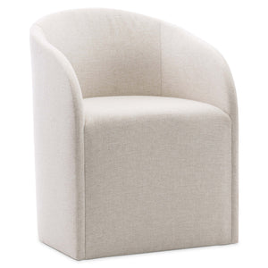 Bernhardt Bernhardt Finch Arm Chair Upholstered Neutral Fabric Curved Back Sloping Arms Casters Durable Comfort 303538