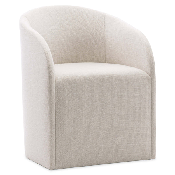 Bernhardt Bernhardt Finch Arm Chair Upholstered Neutral Fabric Curved Back Sloping Arms Casters Durable Comfort 303538