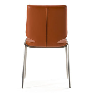 VIG Furniture Eileen Modern Cognac Eco-Leather Seating With Slender Powder-Coated Metal Legs, Stackable Comfort Brown Dining Chair VGHR3637-COGNAC-DC