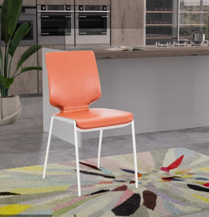VIG Furniture Eileen Modern Cognac Eco-Leather Seating With Slender Powder-Coated Metal Legs, Stackable Comfort Brown Dining Chair VGHR3637-COGNAC-DC