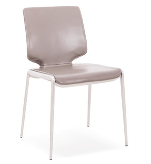 VIG Furniture Eileen Modern Cognac Eco-Leather Seating With Slender Powder-Coated Metal Legs, Stackable Comfort Gray Dining Chair VGHR3637-DKGRY-DC