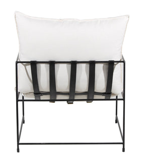 Porter Designs Porter Hagen Accent Chair - Stylish Black Iron Frame With Comfortable White Canvas Upholstery White Metal 01-108-06-8462