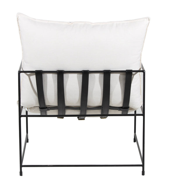 Porter Designs Porter Hagen Accent Chair - Stylish Black Iron Frame With Comfortable White Canvas Upholstery White Metal 01-108-06-8462