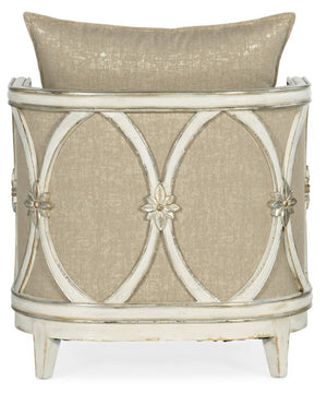 Hooker Furniture Sanctuary Mariette Lounge Chair — Two-Tone Chalet Finish, Glitter Pearl Fabric, Sculptural Wood Frame 5865-52002-02