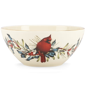 Lenox Winter Greetings 7" Bowl Red & Green, IVORY PORCELAIN 847256