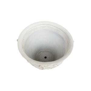 English Elm Largo Handcrafted Concrete Planter Antique White Aged Finish for Porch or Patio 63427.00WHI