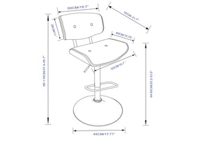 English Elm Holland Mid-Century Adjustable Swivel Bar Stool in Black Vegan Leather with Walnut Veneer & Chrome Base B136P158706