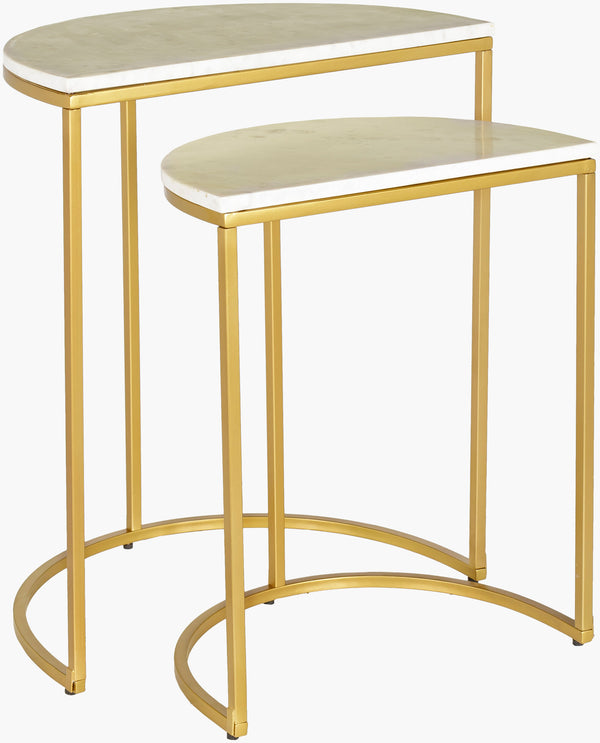 Surya Eastminster End Table - Stylish 26"H X 14"W Marble & Metal Design, Modern Home Décor, Easy Care Top, White,Base, Metallic ,Brass Marble,Iron Eir-001