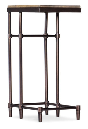 Hooker Furniture St. Armand Chairside Table With C-Shaped Slide-Over Design, Acacia Wood Top & Pewter Metal Base Light Wood 5601-80115-LTWD