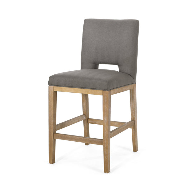 English Elm Christopher Knight Home® - COUNTER Grey Fabric Counter Stool with Padded Back, Sustainable Wooden Frame, Compact Comfort Seat 72489.00DPGRY