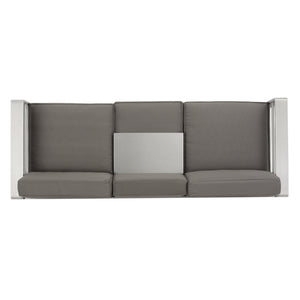 English Elm Christopher Knight Home® - CAPE modern 3-seater outdoor sofa with aluminum frame, convertible tray table, water-resistant cushions Gray 58981.00CUS