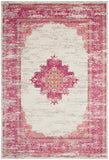 Nourison Passion PSN03 Machine Made Power-loomed Ornamental Border Indoor Only Bohemian Vintage Rug Ivory,Fuchsia, Pink and White 100% Polypropylene 99446815170