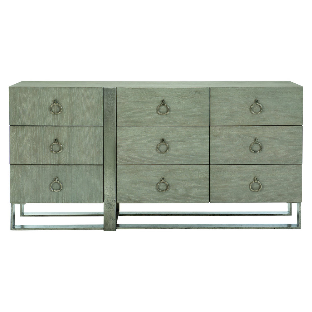 Bernhardt Bernhardt Linea 9-Drawer Dresser In Cerused Greige Wire-Brushed Oak With Textured Graphite Accents 384052G