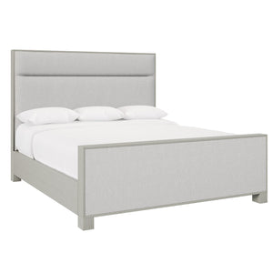 Bernhardt Bernhardt Stratum Panel Bed King — Mist Wood Frame With Upholstered Headboard, Glamorous Transitional Elegance K1898