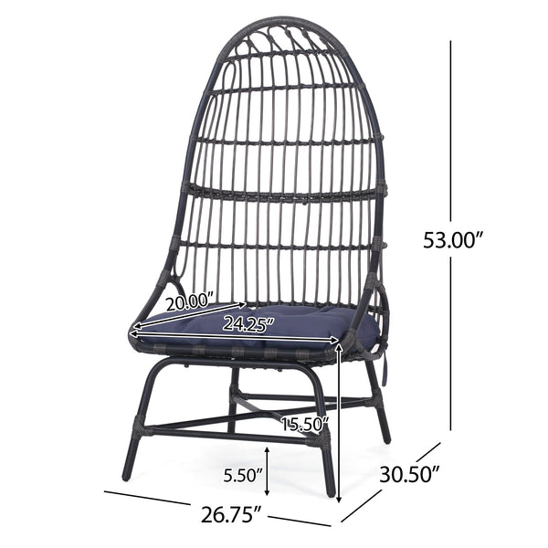 English Elm Elon Faux Rattan Cocoon Chair Woven Basket Silhouette Bohemian Accent Lounge Seat 70656.00GRY