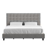 Homelegance By Top-Line Matson Button Tufted Linen Upholstered Bed Grey Linen