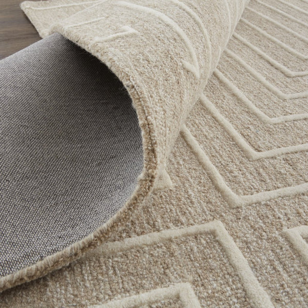 Feizy Rugs Fenner Hand-tufted Wool Rug - Stylish Geometric Design With 3d Texture For A Cozy, Earthy Home Decor Taupe,Ivory Wool T10t8003bgeivyh50