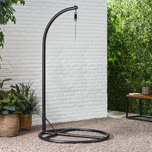 English Elm Durable Freestanding Iron Hanging Chair Stand with Safety Belt for Indoor Outdoor Use 62075.00HNGBLK