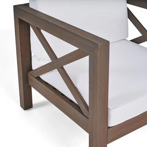 English Elm Brava Outdoor Acacia Wood Club Chair with Slatted Cross-back Mid-century Patio Design 65545.00WHI
