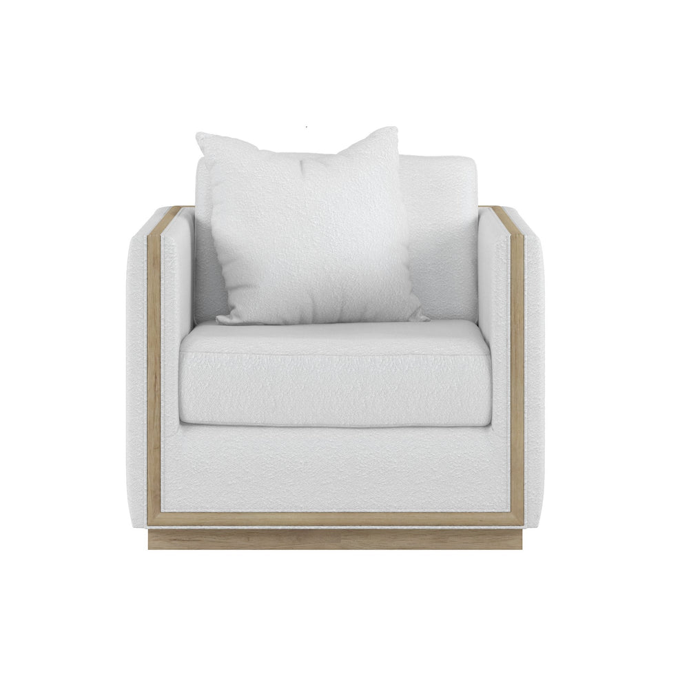 A.R.T. Furniture Cassat Channeled Lounge Chair: Casual Contemporary Design With Plush Comfort & Elegant Washed Oak Finish White Parawood Solids With Ash Embossing,Foam,Fabric 522503-5302aa
