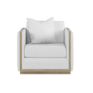 A.R.T. Furniture Cassat Channeled Lounge Chair: Casual Contemporary Design With Plush Comfort & Elegant Washed Oak Finish White Parawood Solids With Ash Embossing,Foam,Fabric 522503-5302aa