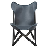 Homelegance By Top-Line Kosmo Genuine Top Grain Leather Tripolina Sling Chair Black Leather