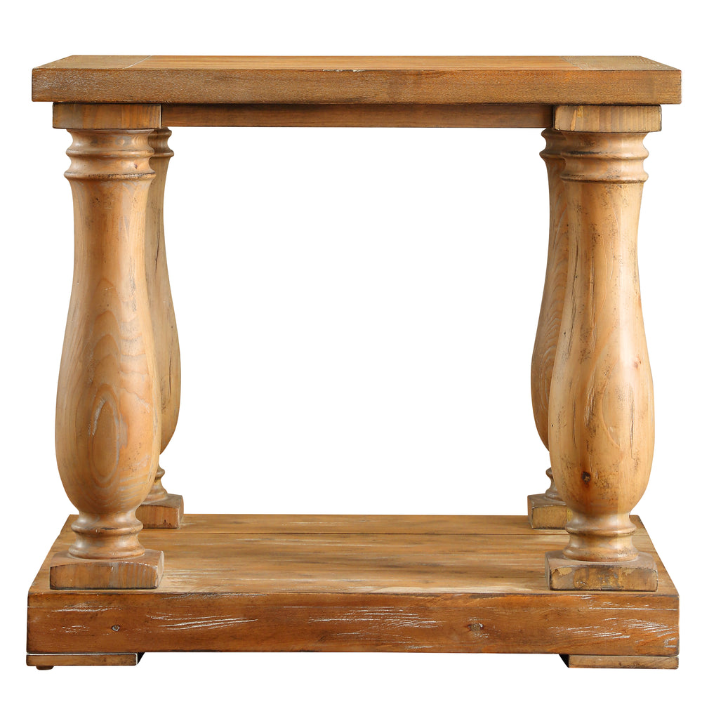 Homelegance By Top-Line Sammson Baluster Reclaimed Wood End Table Light Natural Pine