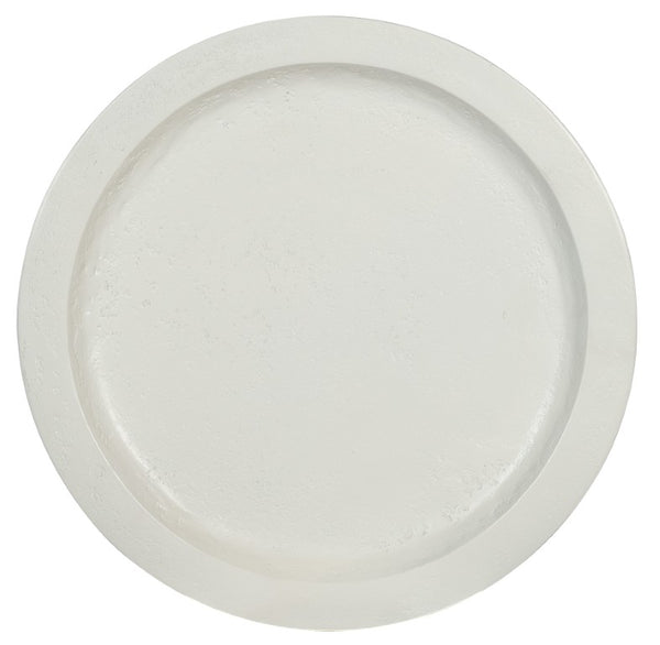 Hooker Furniture Commerce Amelia Round End Table — Textured White Plaster Finish, Embossed Leaf Motif, Compact 20” Surface 7228-80230-02