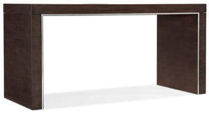 Hooker Furniture House Blend 60-Inches Writing Desk - Dark Roast Quartered Ash Veneer With Silver Trim, Built-In Power, Versatile Console Workstation For Home Offices 5892-10460-85