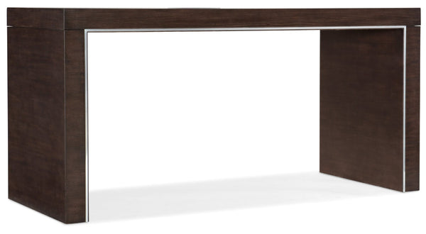 Hooker Furniture House Blend 60-Inches Writing Desk - Dark Roast Quartered Ash Veneer With Silver Trim, Built-In Power, Versatile Console Workstation For Home Offices 5892-10460-85