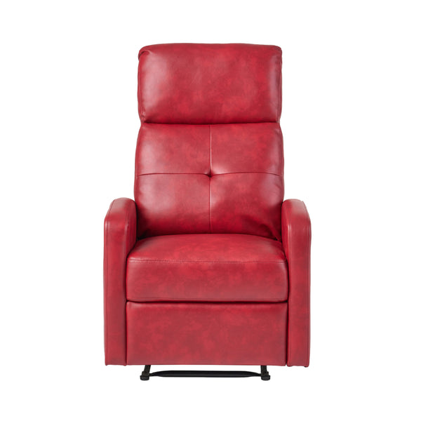 English Elm Christopher Knight Home® - RECLINER Plush PU Upholstered Push-Back Recliner with Contemporary Minimalist Design and Comfort Red 57575.00RED