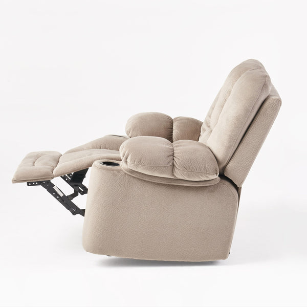 English Elm Christopher Knight Home® - Luxurious Manual Recliner Chair with Skin-Friendly Fabric, Dual Cup Holders, Ergonomic Padded Comfort Coffee 57578.00LAT
