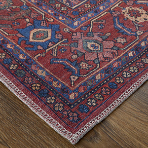 Feizy Rugs Rln39hjf Rawlins Vintage-inspired Polyester Medallion Rug – Antique Charm With Intricate Patterns & Warm Hues Red,Tan,Blue Polyester Rln39hjfbgeredh20