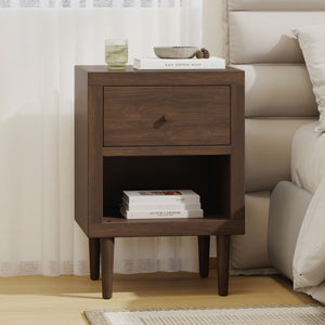 English Elm Christopher Knight Home® - 1-Drawer Nightstand - Compact Modern Design, Faux-Wood Finish, Easy Assembly, Perfect For Small Spaces 72036.00WALN
