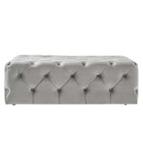 Homelegance By Top-Line Pietro Rectangular Tufted Ottoman with Casters Grey Velvet