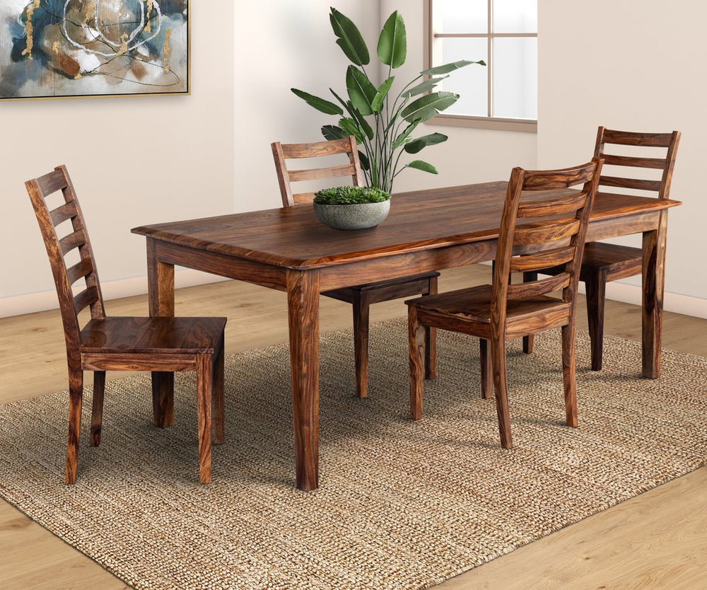 Porter Designs Porter Sonora Solid Sheesham Wood Dining Table - Handcrafted Elegance With Rich Color Variation Brown Wood 07-196-01-9740